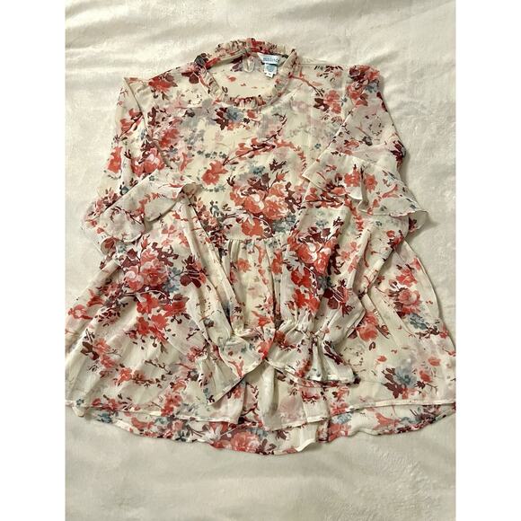 Sundance | Rose Floral Baby Doll Ruffle Romantic Sheer Blouse | Size M - Picture 6 of 7